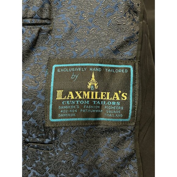 Laxmilelas Tailored Blue Brocade Dress Suit Custom-Made Elegant 2 Piece Design - Picture 6 of 12